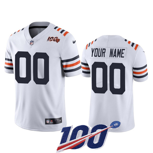 Men's Bears 100th Season ACTIVE PLAYER White Vapor Untouchable Limited Stitched NFL Jersey.